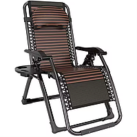 Розкладне крісло шезлонг Zero Gravity LEOBRO Коричневе 3D-тканина (ZGC-S04)
