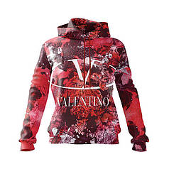 Худі жіноче з принтом «Валентино. Червона абстракція. Valentino. Red Abstraction»