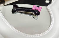 Неформальна заколка для волосся в стилі панк, метал, нью рок, готика Кісточка чорна з бантиком