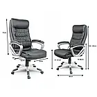 Елегантне якісне крісло для офісу з підголовником, перфорована екошкіра, регуляція TILT, чорне, фото 2