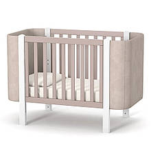 Колиска з дерева для немовлят Велюр Монако Верес капучино-білий