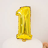 Кулька цифра 1 фольгована 32 дюйма золотистий, фото 2