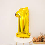 Кулька цифра 1 фольгована 32 дюйма золотистий, фото 3
