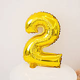 Кулька цифра 2 фольгована 32 дюйма золотистий, фото 4