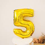 Кулька цифра 5 фольгована 32 дюйма золотистий, фото 3