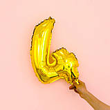 Кулька цифра 4 фольгована 16 дюймів золотистий, фото 2