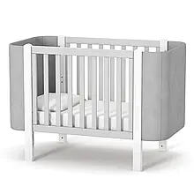 Колиска з дерева для немовлят Велюр Монако Верес біло-сірий