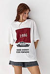 Жіноча футболка з принтом Porsche — білий колір, ONE SIZE (є розміри), фото 5