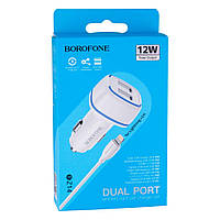 Автозарядний пристрій Borofone BZ14 Lightning 2USB 2.4A