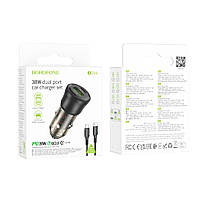 Автозарядний пристрій Borofone BZ25 1 USB/1USB-C QC/PD38W+Type-C to Type-C