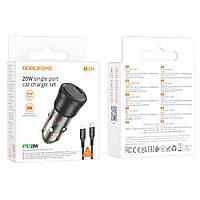 Автозарядний пристрій Borofone BZ24 1USB-C QC/PD20W+Type-C to Lightning