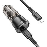 Автозарядний пристрій Borofone BZ24 1USB-C QC/PD20W+Type-C to Lightning, фото 3