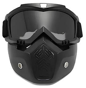 Мотоциклетна маска-окуляри RESTEQ затемнена — захисна маска-трансформер для мотоцикла, велосипеда, квадроцикла, лиж і сноуборду