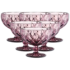 Креманка на ніжці скляна 300 мл для десертів, морозива, желе набір 6 шт Рожевий