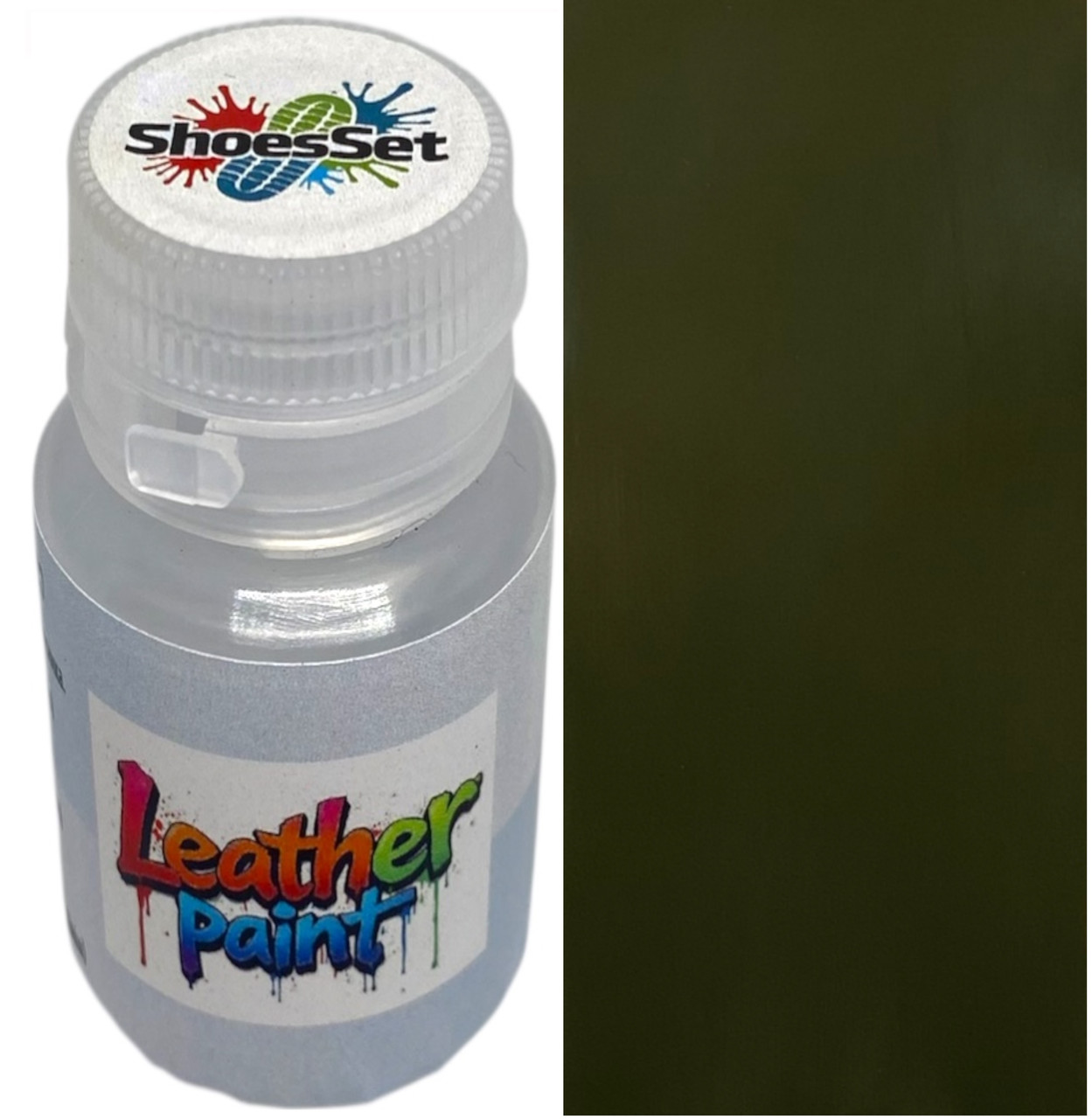 Фарба поліуретанова (водна) для шкіряних виробів 20 мл. Темний хакі, фото 1