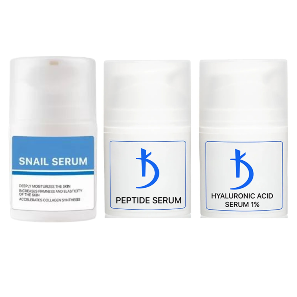 Набір сироваток для обличчя: з гіалуроновою кислотою 1% 30 мл, Snail Serum (з екстрактом равлика) 30 мл, з пептидами 30 мл
