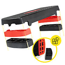 Степ-платформа 2-ступенева Cornix 68 х 28 х 10-15 см XR-0190 Black/Red Poland, фото 3