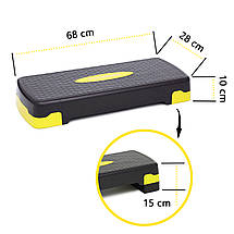 Степ-платформа 2-ступенева Cornix 68 х 28 х 10-15 см XR-0192 Black/Yellow Poland, фото 6