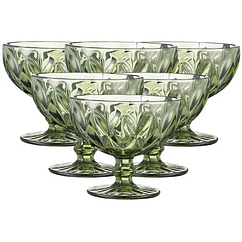 Креманка на ніжці скляна 300 мл для десертів, морозива, желе набір 6 шт Зелений