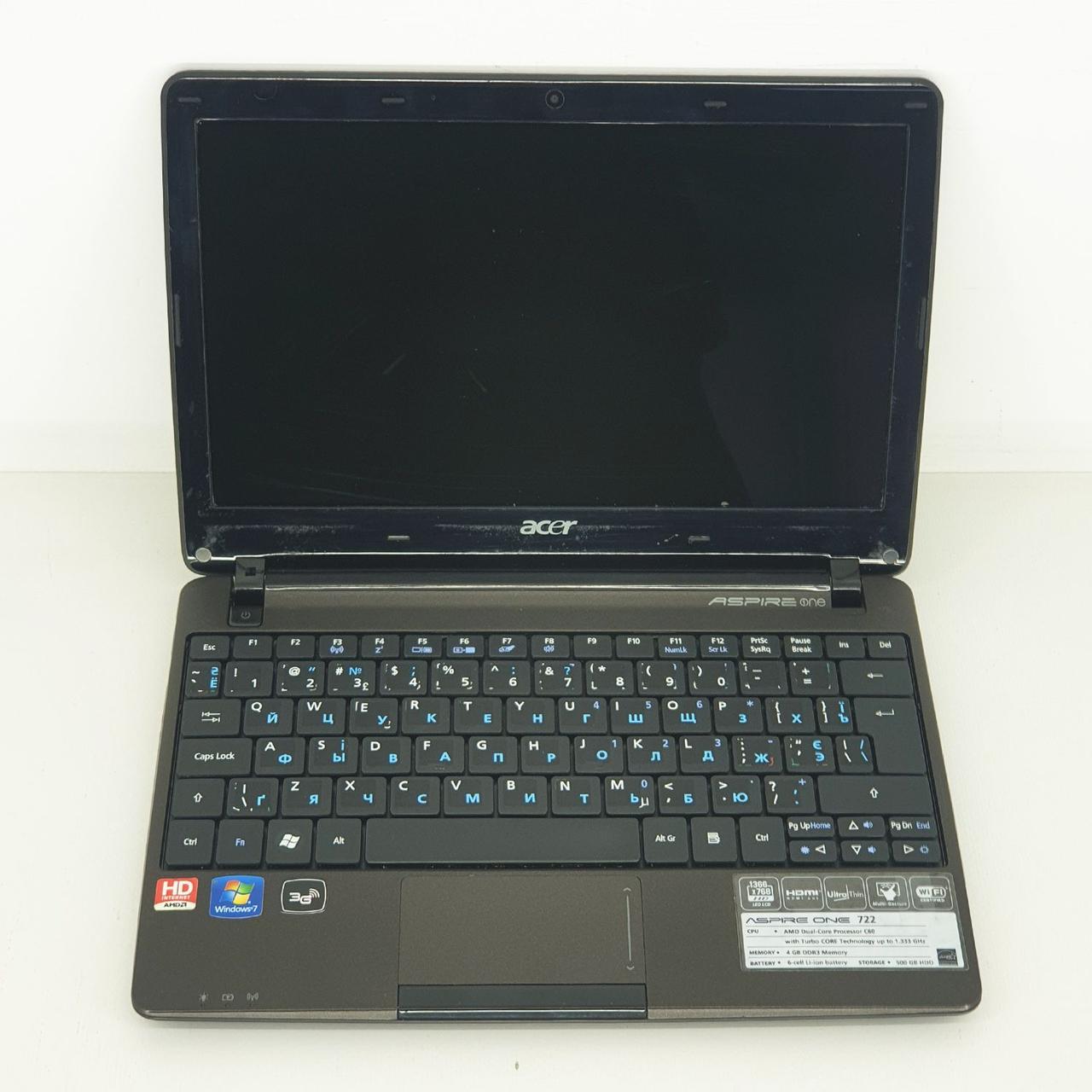Ноутбук Acer Aspire One 722 (C-60/4/500) - Class B "Б/У"
