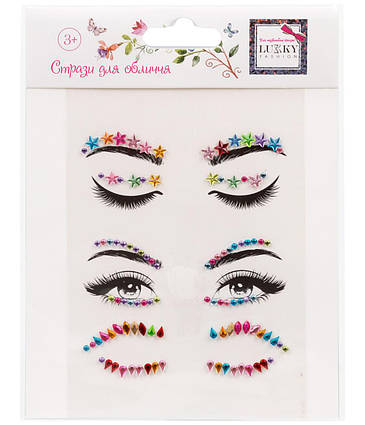 Стрази для обличчя "Різнокольорові самоцвіти", т.м. Lukky (T24141)