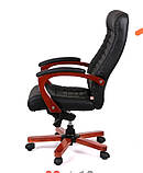 Крісло офісне АКЛАС Атлант EX MB чорне шкіряне з деревяними елементами, фото 2