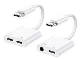 Перехідник USB Type C папа на Type C мама з AUX