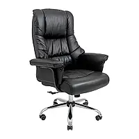 Крісло Richman Конгрес Хром M-2 Широкий (Anyfix Wide) Шкіра Люкс Чорна