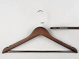 Плічка вішалки тремпеля дерев'яні коричневого кольору, довжина 44 см, в упаковці 5 штук, фото 2