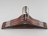 Плічка вішалки тремпеля дерев'яні коричневого кольору, довжина 44 см, в упаковці 5 штук, фото 3