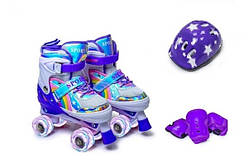 Комплект ролики квади для дівчинки з захистом, шоломом, розмір 30-33, 34-373