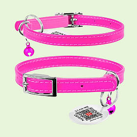 Нашийник рожевий для кошенят шкіряний з резинкою CoLLaR WAUDOG GLAMOUR XXS ширина 9 мм, довжина 22-30 см 32487