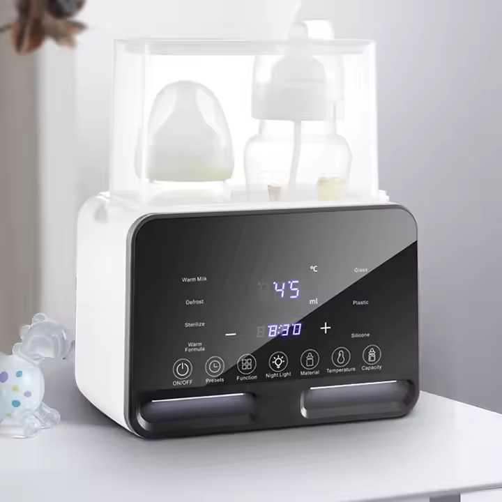 Розумний стерилізатор, підігрівач дитячих пляшечок Baby Milk дві пляшечки з підсвіткою й таймером, білий