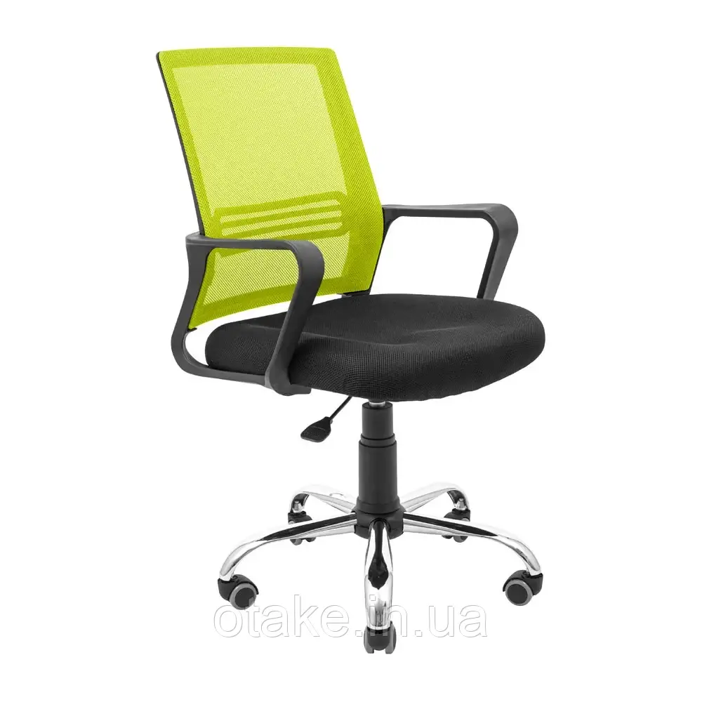 Крісло Richman Джина Хром Піастра Сітка чорна + зелена, фото 1