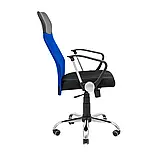 Крісло Richman Ультра Ю Хром M-1 (Tilt) Сітка чорна + синя, фото 3
