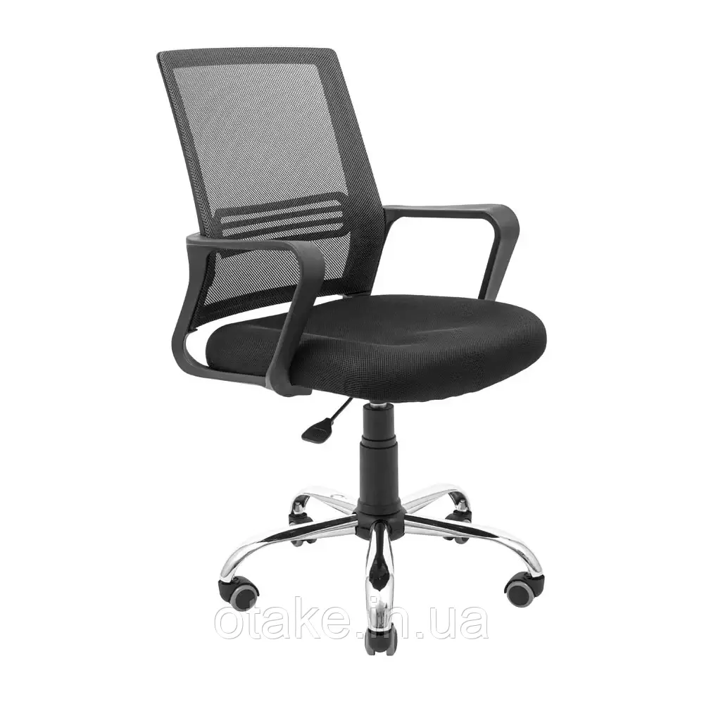 Крісло Richman Джина Хром Піастра Сітка чорна + сіра, фото 1