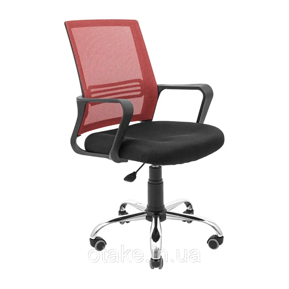 Крісло Richman Джина Хром Піастра Сітка чорна + червона, фото 1