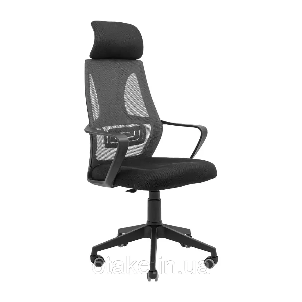 Крісло Richman Профі Пластик Піастра Сітка чорна + сіра, фото 1