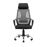 Крісло Richman Профі Хром Піастра Сітка чорна + сіра, фото 2