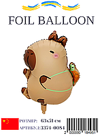 Фольгована куля Капібара з черепашкою 63х51 см (Китай) в упаковці