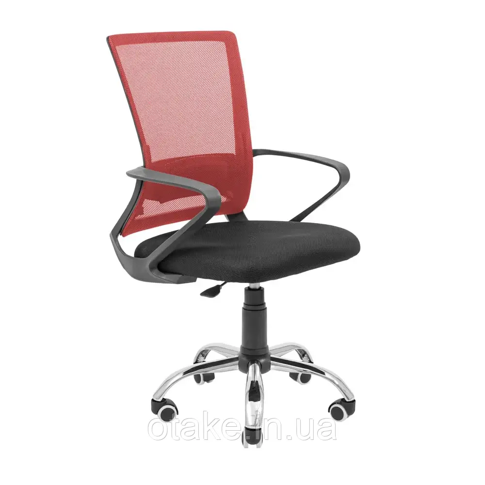 Крісло Richman Робін Хром Піастра Сітка чорна + червона, фото 1