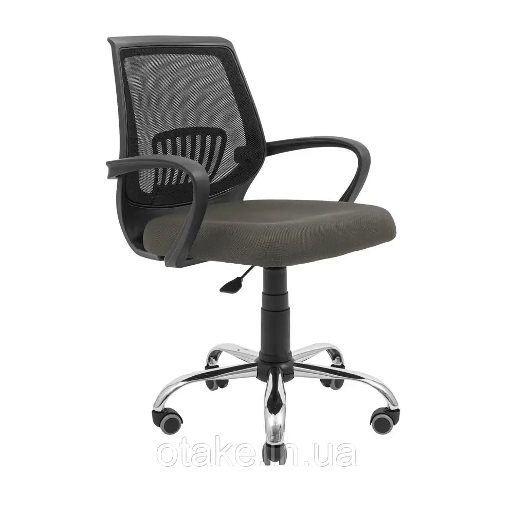 Крісло Richman Стар Хром Піастра Сітка чорна + сіра (сидіння), фото 1