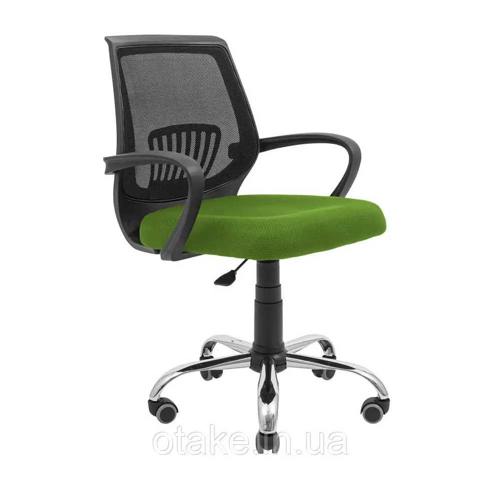 Крісло Richman Стар Хром Піастра Сітка чорна + зелена (сидіння), фото 1