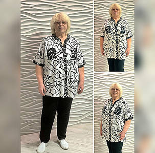 Блуза літня на ґудзиках великих розмірів