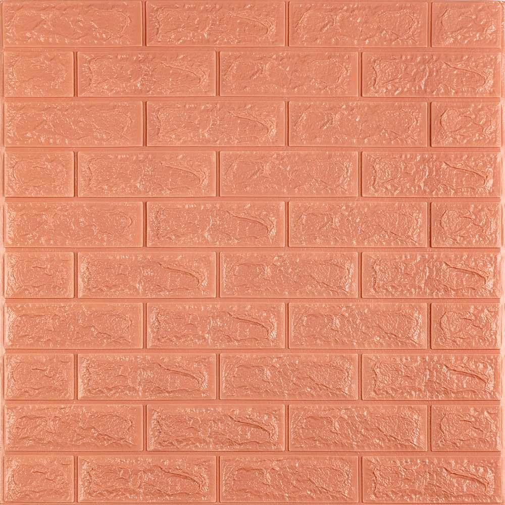 Декоративні 3Д-панелі Цегла кава з молоком 700х770х7мм Самоклейка панель ПВХ для стін цегляна кладка, фото 1