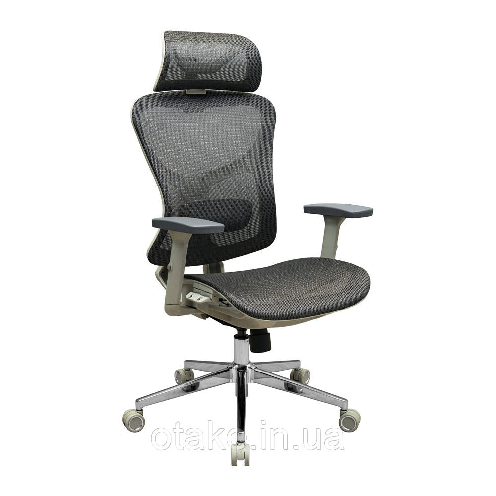 Крісло Richman Ергостар Хром Synchro Сітка Сіра, фото 1