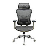Крісло Richman Ергостар Хром Synchro Сітка Сіра, фото 2