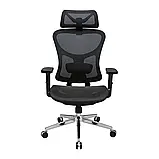 Крісло Richman Ергостар Хром Synchro Сітка Чорна, фото 2