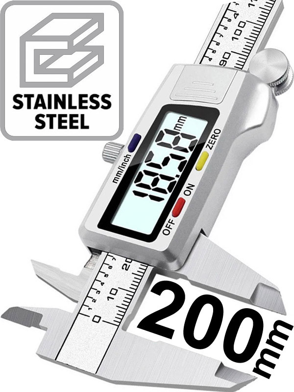 Штангенциркуль металевий MADORU 0-200 мм із циферблатом, електронний