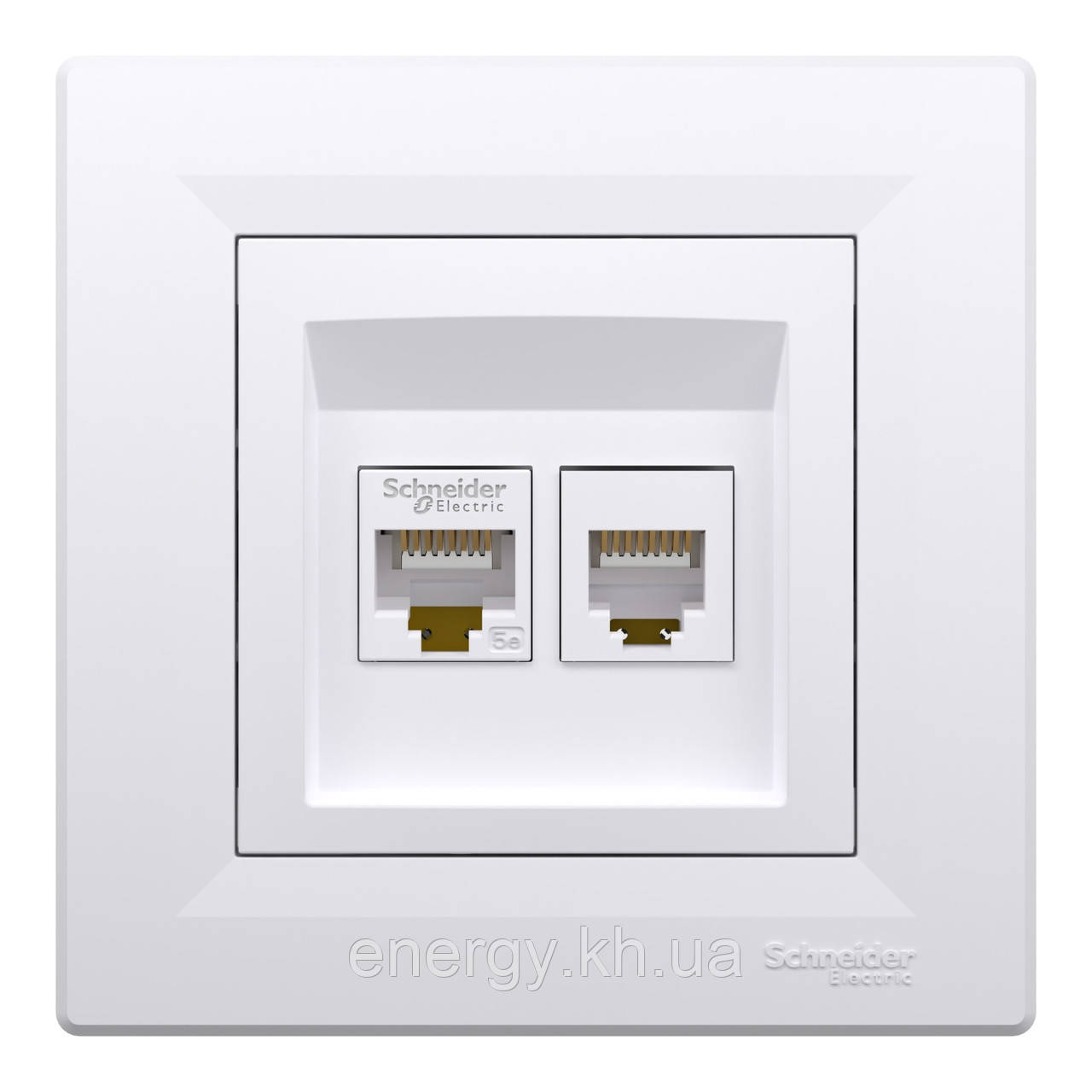 Розетка комп'ютерна RJ45 кат. 5е + телефонна розетка RJ12 біла – ASFORA EPH4900121